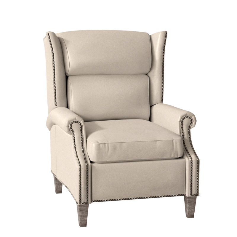 Broderick Recliner, #9 Nickel, Outsider Raven Genuine Leather, Stone