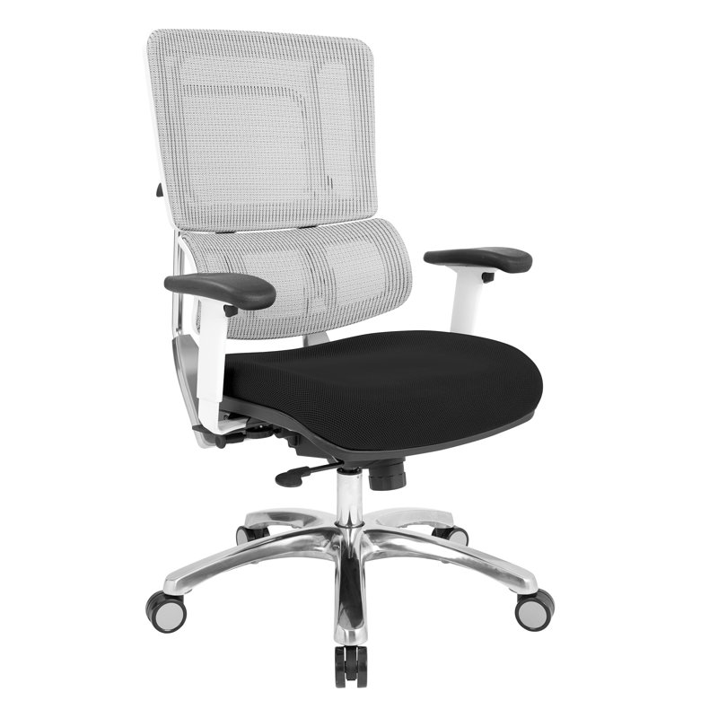 Pro-Line II Polyester Blend Task Chair, Polished Aluminum, Black Mesh Fabric/White