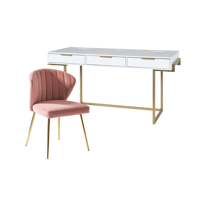 Ensemble de chaises de bureau 2 pièces Manning, Rose