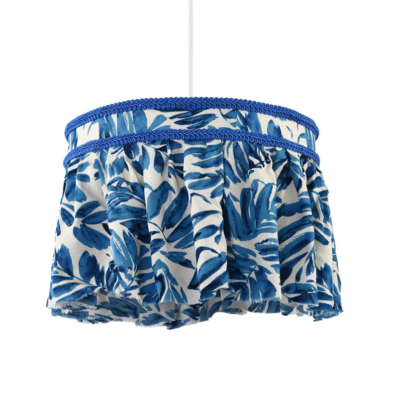 23cm H Cotton Drum Lamp Shade ( No Direct Attachment Method ) in Blue