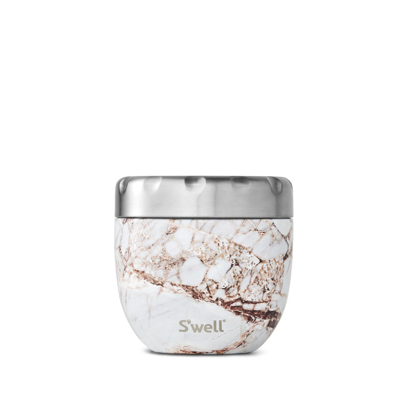 S'well Eats 2-in-1 Triple-Layered Vacuum-Insulated 21.5 oz. Nesting Food Container, Calacatta Gold