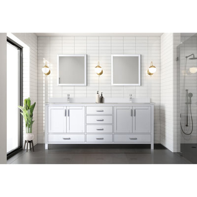 Meuble-lavabo double blanc 80 po X P 22 po D, avec plateau en marbre de culture