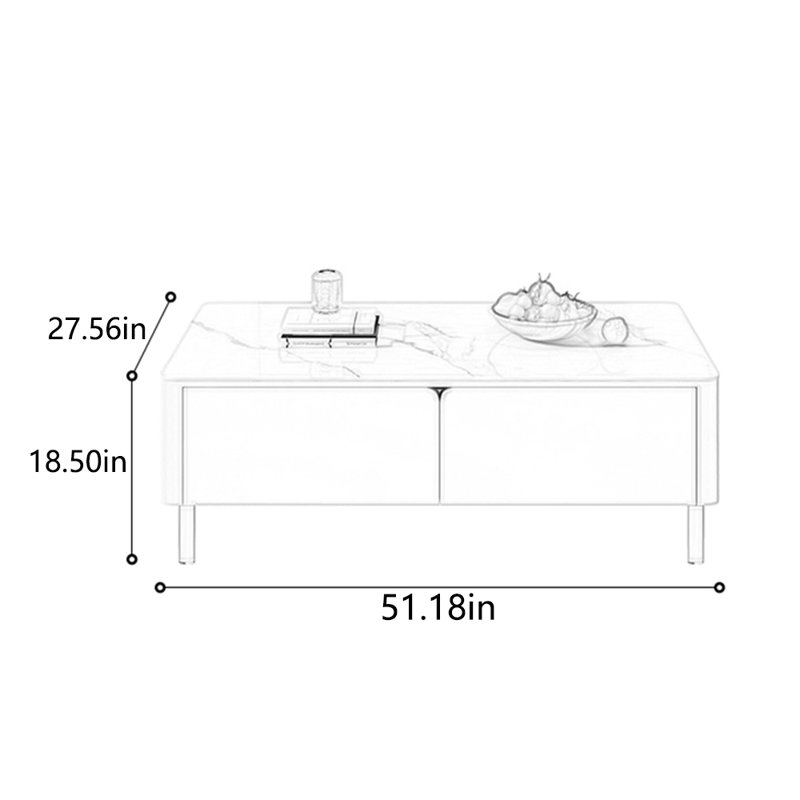 Table à thé rectangulaire All Rock, H 18,5 po x L 51,18 po x l 27,56 po