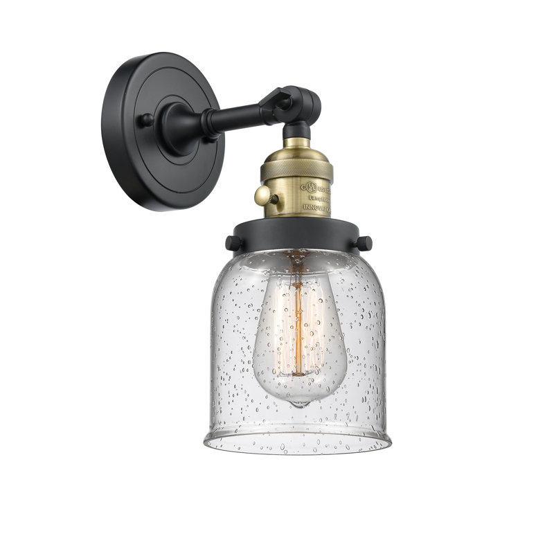 Bell - 1 Light 5" Sconce, 3.5 Watt Vintage LED Bulb, Seedy, Black Antique Brass