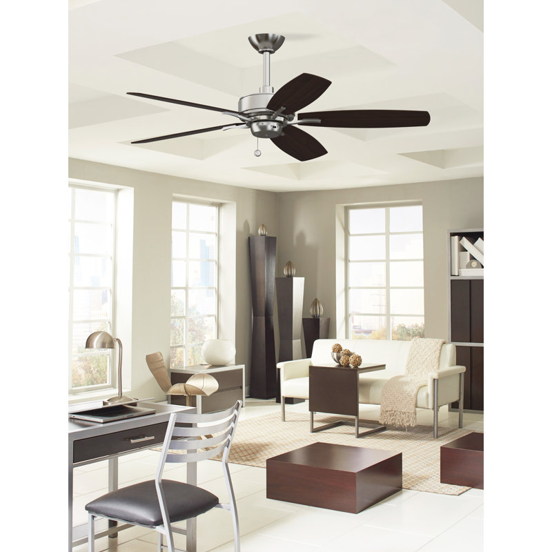 Aire Deluxe 52 inch Indoor Ceiling Fan - Brushed Nickel with Reversible Cherry/Dark Walnut blades, Brushed Nickel