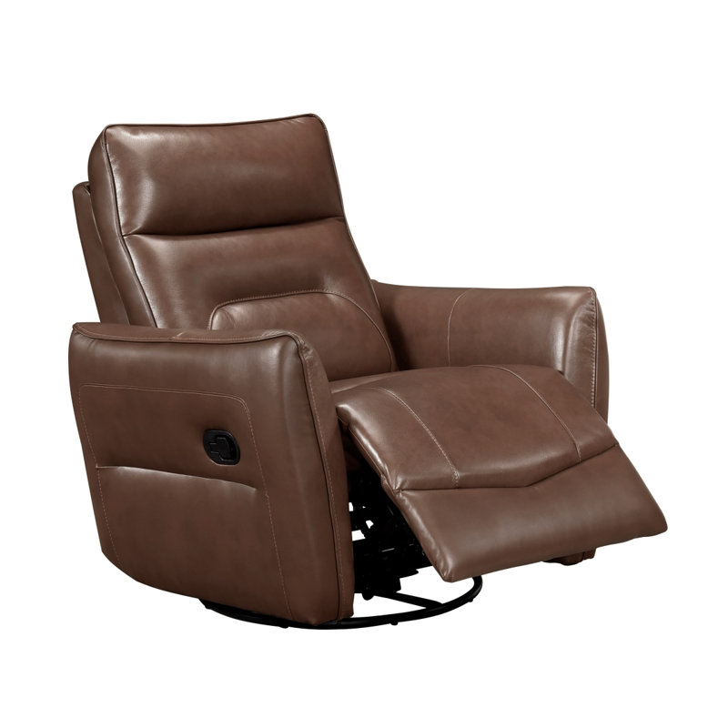 1Pc Recliner Chair With Swivel Motion Luxurious Comfort  Upholstered Solid Wood Living Room Furniture, Light Brown