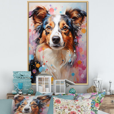 Portrait de collie ludique sur toile