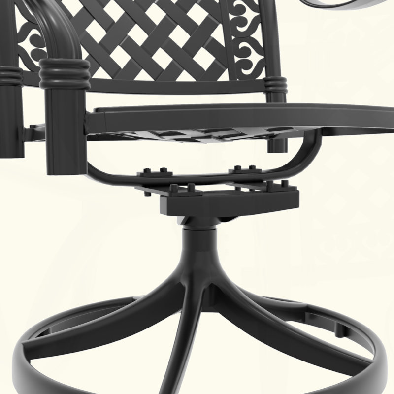 Chaise de patio pivotante en fonte d'aluminium 2 pièces avec structure et coussins, 2, Rouge