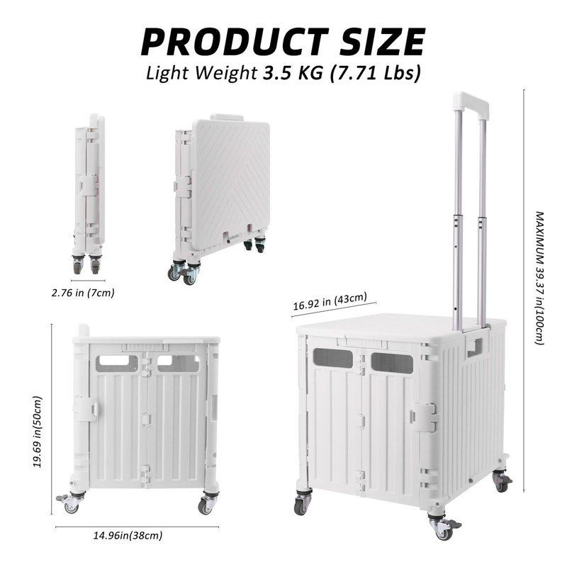 43cm H x 38cm W Utility Cart, White