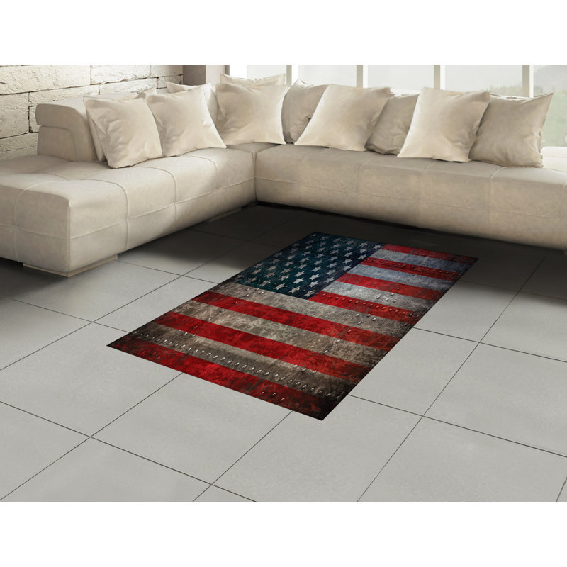 American Flag High Density Long Fiber Poly Threads Decorative Area Rug Carpet, Rectangle 4' x 5'8"