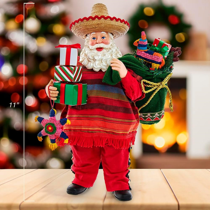  Fabriche Christmas Figurine, Musical Mexican Santa, 11in