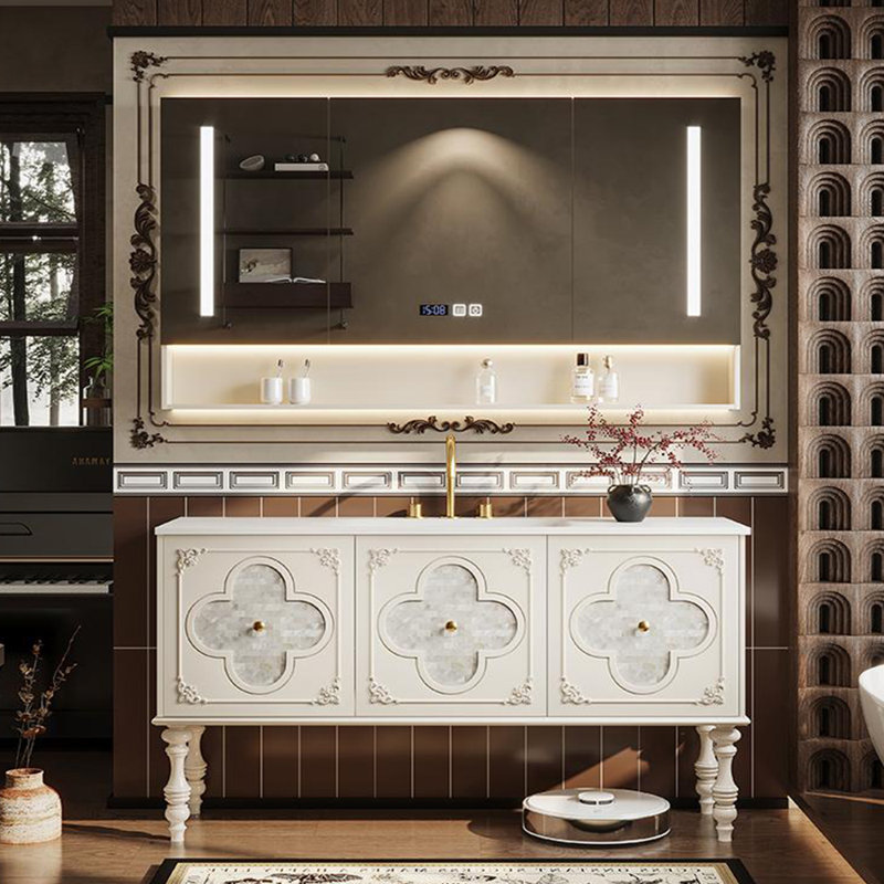 American-style fashionable bathroom cabinet, Off-White, 51"