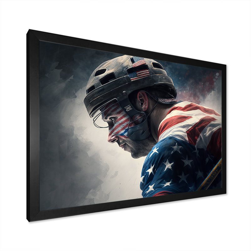 «Hockey Player On Break II», impression sur toile, Cadre photo noir, H 12 po x l 20 po x P 1 po