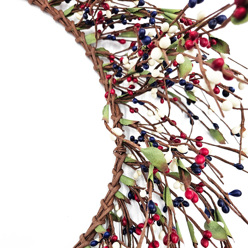 Faux couronne de fleurs - ensemble de 6 - rouge / blanc / bleu