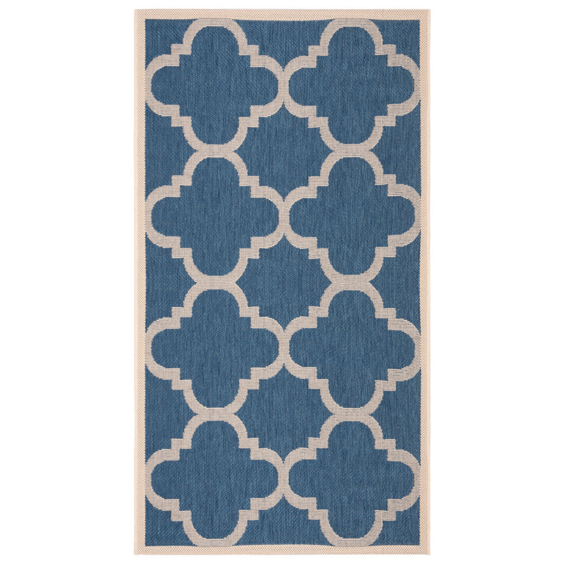 Portishead Looped Blue/Beige Area Indoor/Outdoor Rug, Rectangle 79 x 152 cm