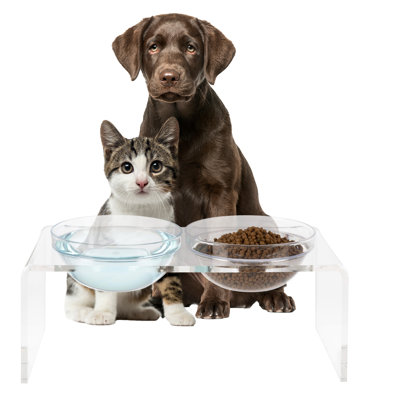 PETMAKER Elevated Dog and Cat Bowls Set - 7.1in Tall Acrylic Dog Bowl Stand