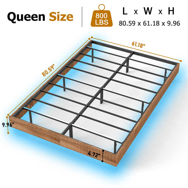 Floating Bed Frame with LED Lights, Fluted Mid Century Modern Floating Platform Bed No Box Spring Needed, Queen