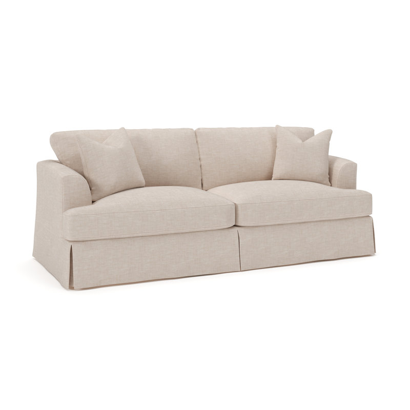 Lucia 92.5'' Slipcovered Sleeper Sofa, Lena Sand Performance Linen Blend