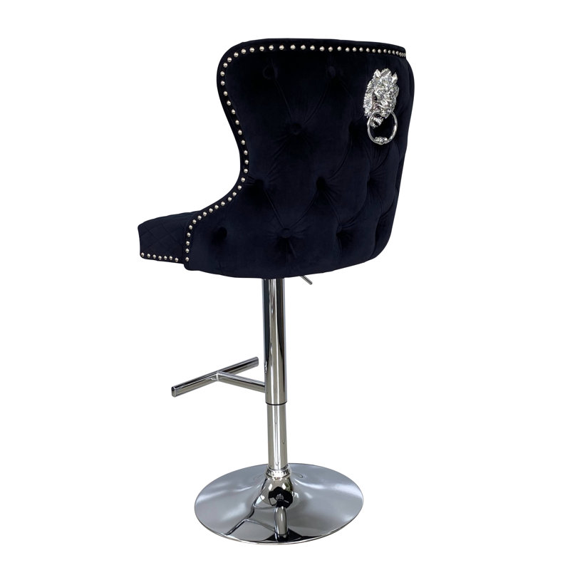 Hartfo Swivel Upholstered Adjustable Height Counter Stool with Metal Frame, Black 