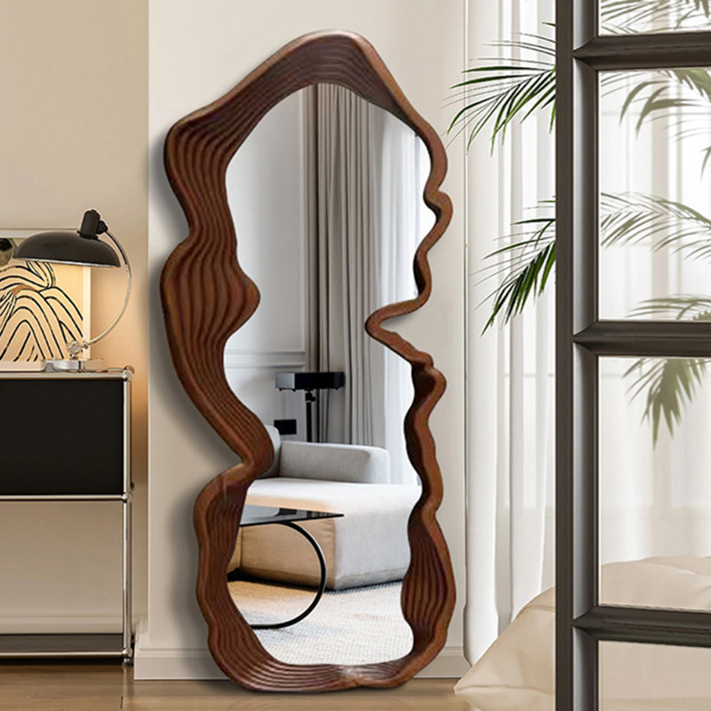 French-Style Minimalist Luxury Irregular Wall-Hung Floor-Standing Full-Length Mirror, 70.87” x 31.5”
