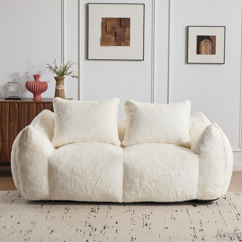 Très grand fauteuil à billes avec coussins Chase, Polyester blanc