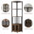65"H Industrial Style Brown Wood Corner Bar Cabinet with Wine Glass Rack and Storage Cabinet