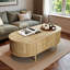 Table basse ovale minimaliste de 47,24 po avec rangement caché et finition grain de bois-130052090