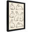 Décoration murale de luxe avec cadre en bois noir, ensemble de lapins dessinés à l'encre noire-598323788