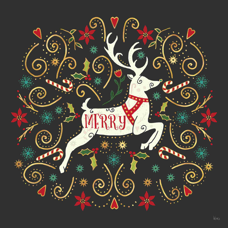 Otomi Holiday VIII - noir, H 36 po x l 36 po, Papier avec cadre argenté, Non