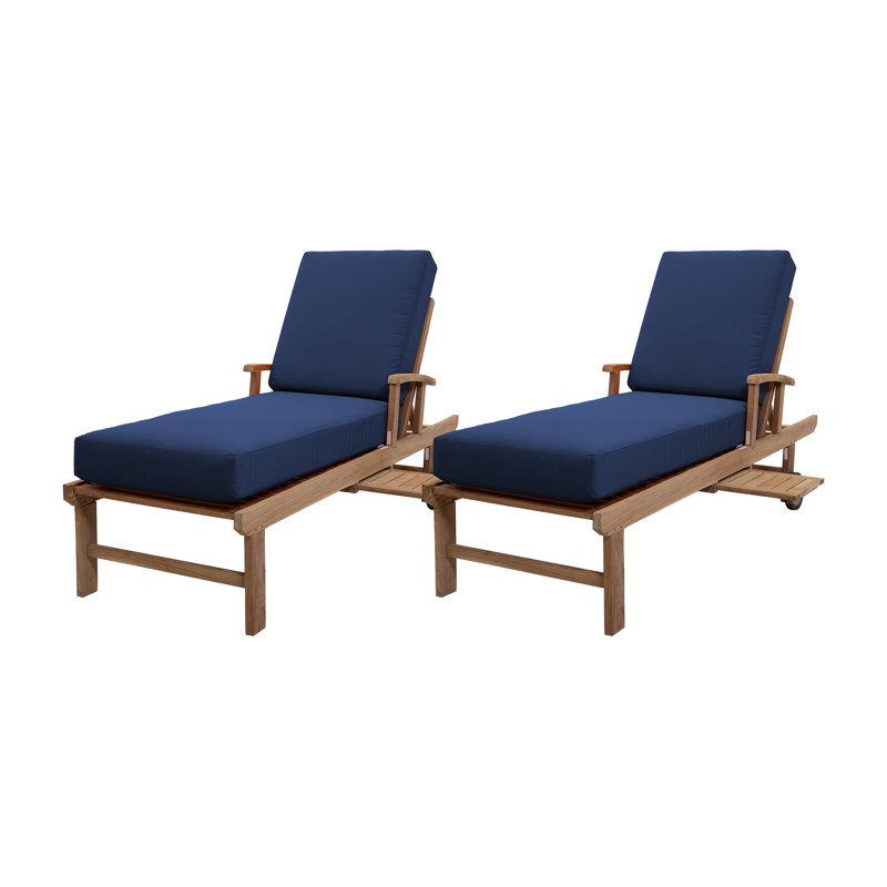 Huntington Outdoor Teak Chaise Lounge, Navy Sunbrella®