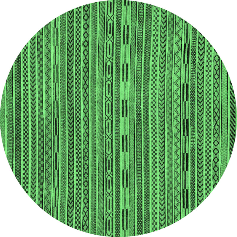 Tapis lavables à la machine à motif abstrait vert émeraude 2310, Rond 7 pi