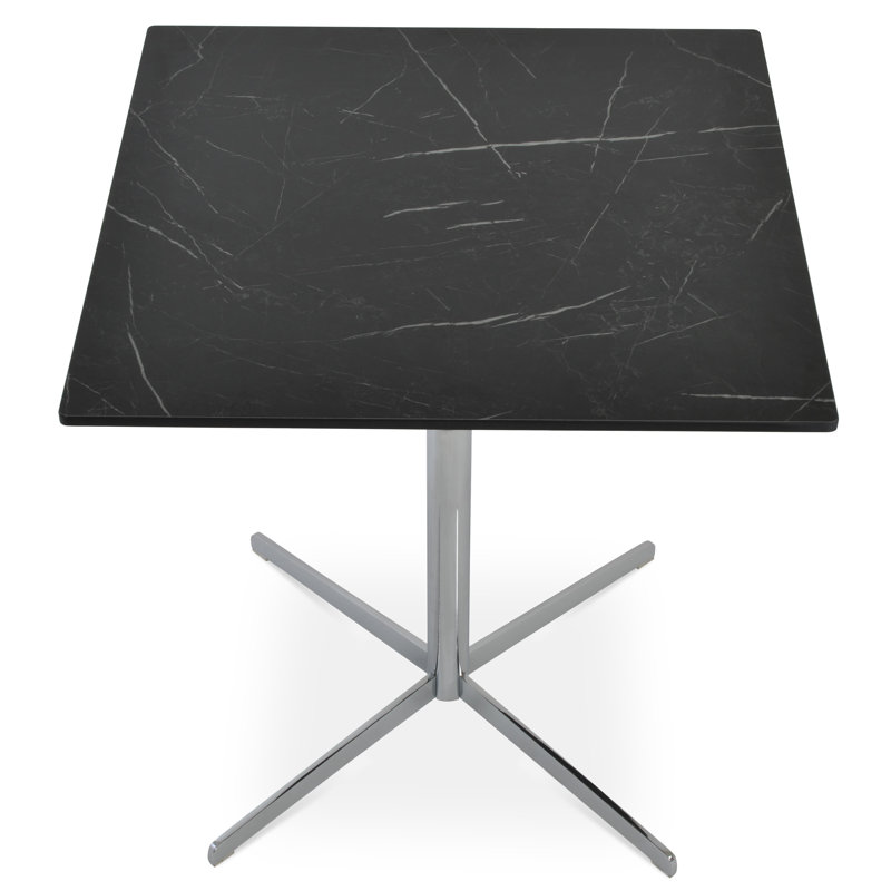 Diana Pedestal Dining Table, 29" H x 27" L x 27" W, Black Marble
