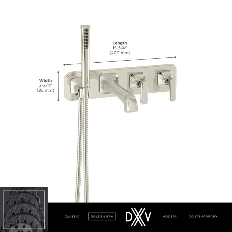 Belshire Wall Mount Tub Filler With Lever Handles, Platinum Nickel