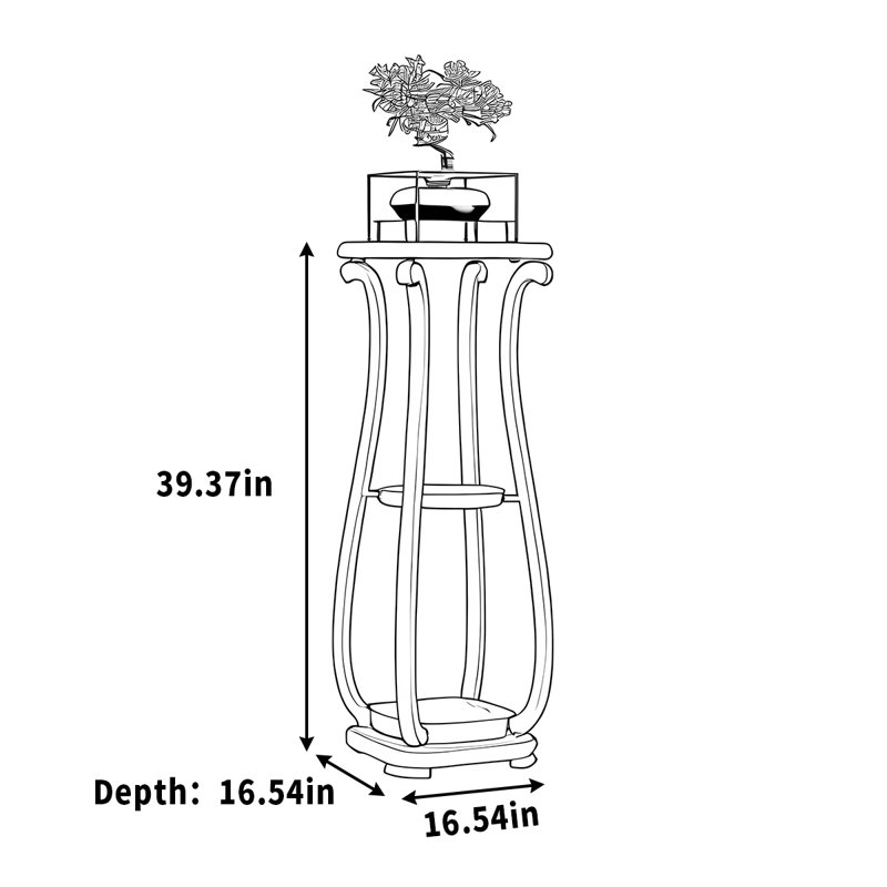 Pot de rangement chinois en bois massif, H 39,37 po x l 16,54 po x P 16,54 po