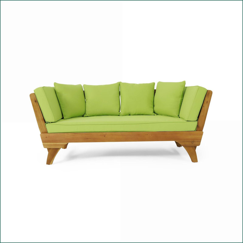 Canapé d'extérieur convertible pour lit de jour, canapé de patio en bois d'acacia pour porche / bord de piscine | Tissu | Résistant à l'eau