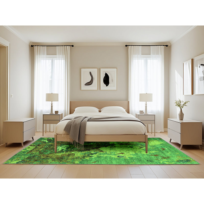 Washable Abstract Indoor Rug, Rectangle 5' x 8'