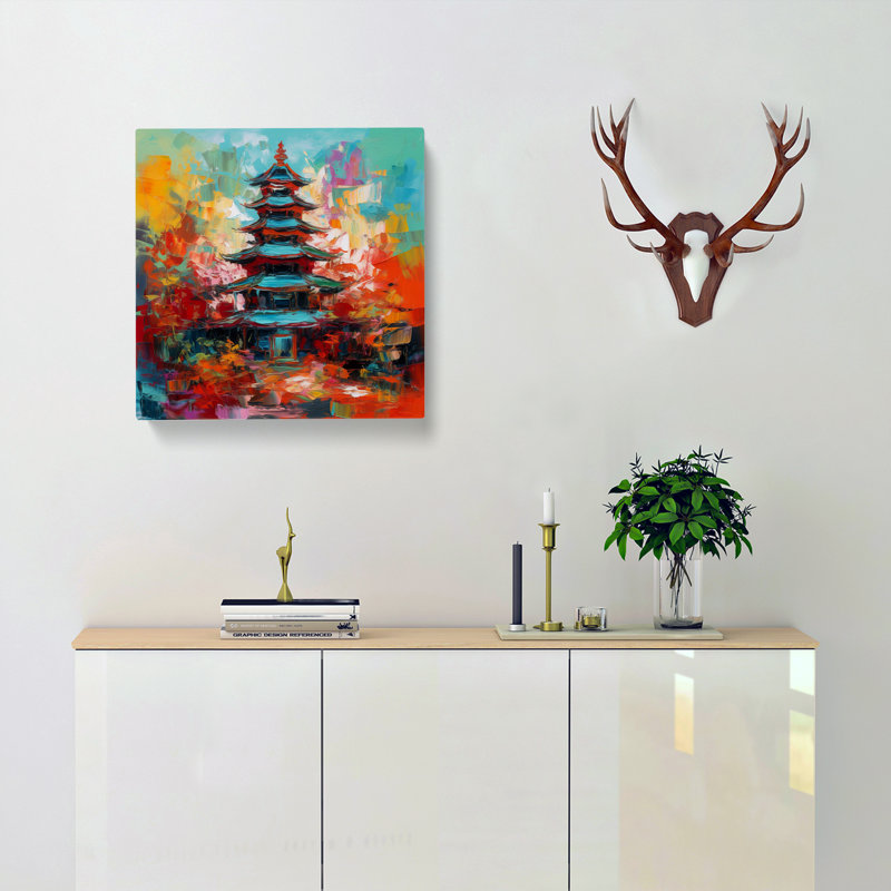 Pagoda Abstract Expressionism - Wrapped Canvas, 35cm H x 35cm W x 3cm D