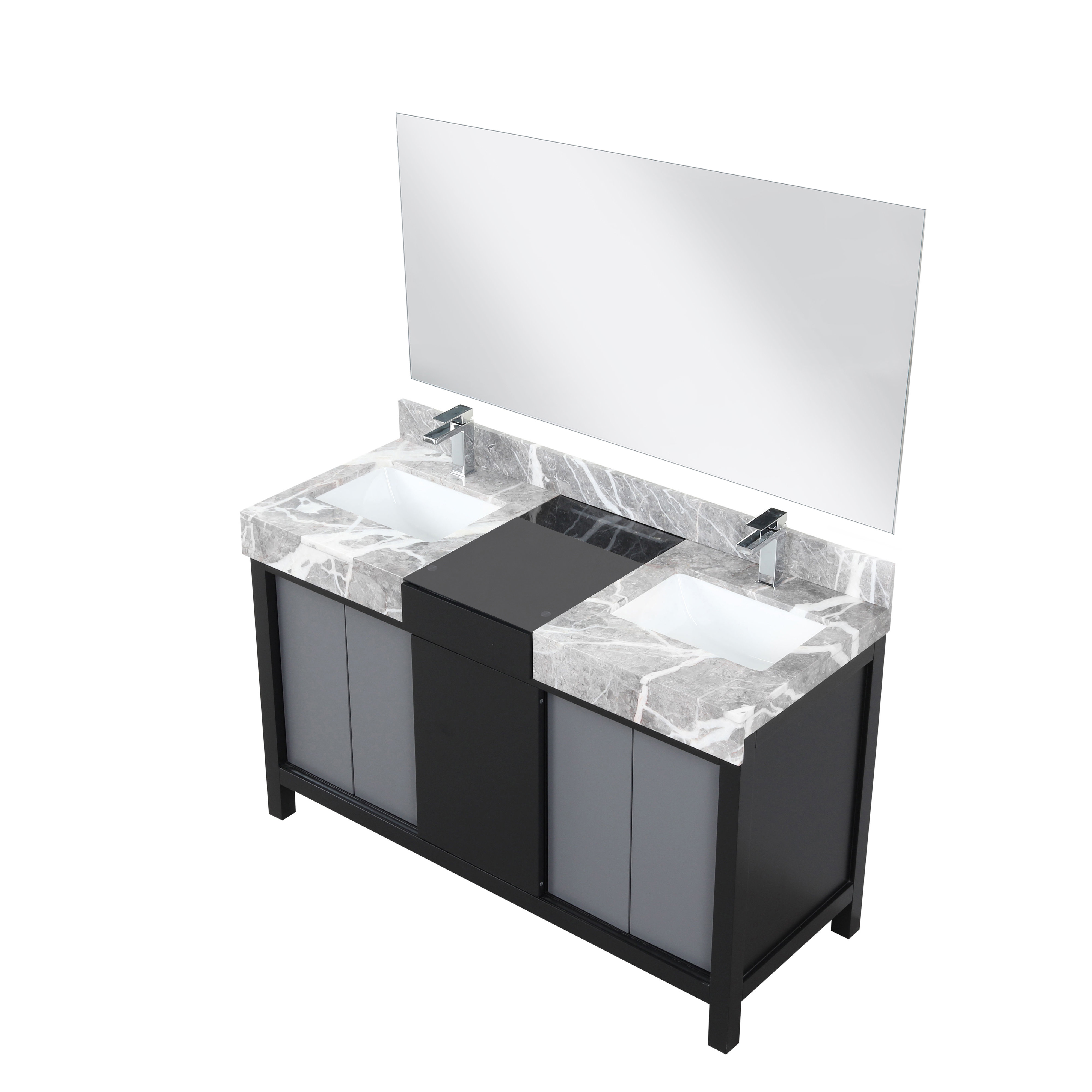 Lexora Zilara 55 Inch Bathroom Vanity Complete Set In Black And Grey ...