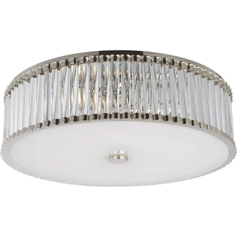Chapman & Myers Kean Flush Mount, Polished Nickel, 7" H x 24.25" W x 24.25" D