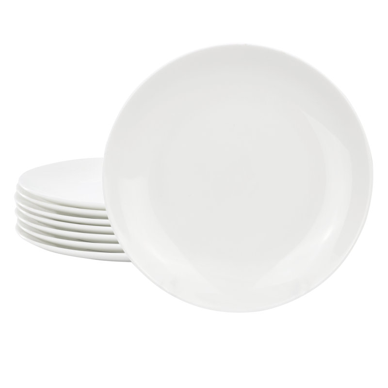 Ensemble d'assiettes à dessert en porcelaine blanche 8 pièces 7,75 pouces