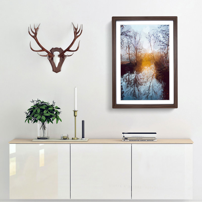 Trees in Abstract - Framed Print, 50cm H x 35cm W x 2cm D, Walnut