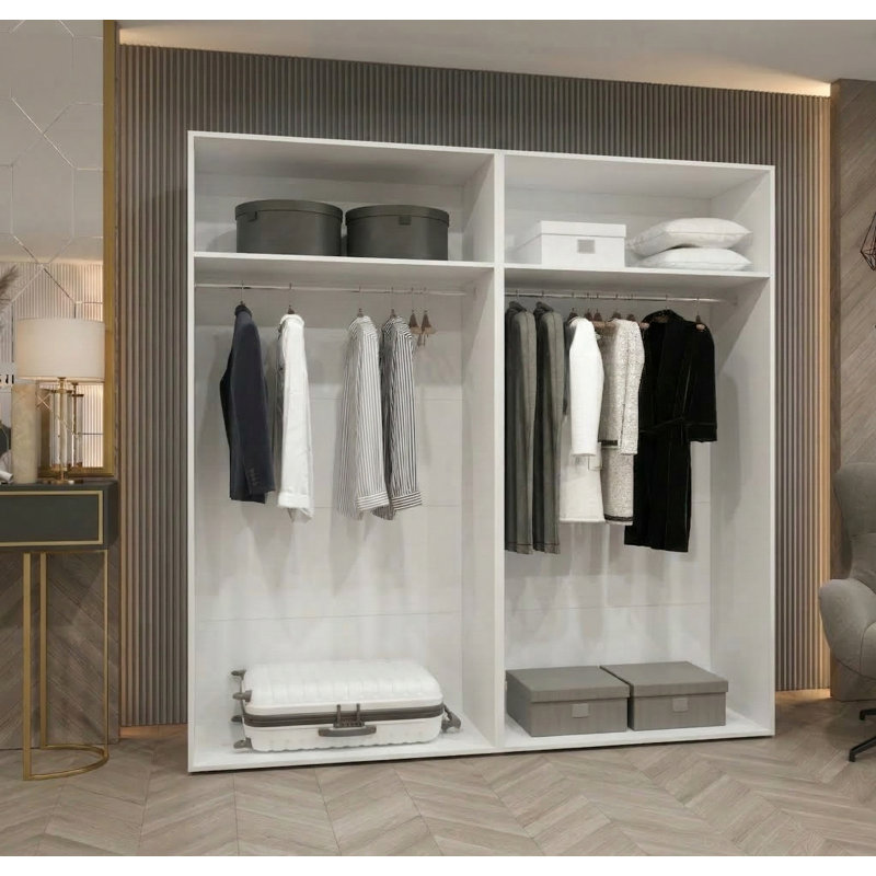 Manufactured Wood Wardrobe, white matt + handles: black
