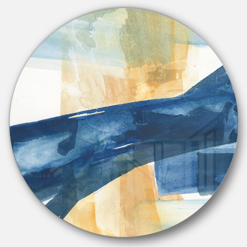 «Indigo Panel III», peinture sur cercle métallique, H 11 po x l 11 po