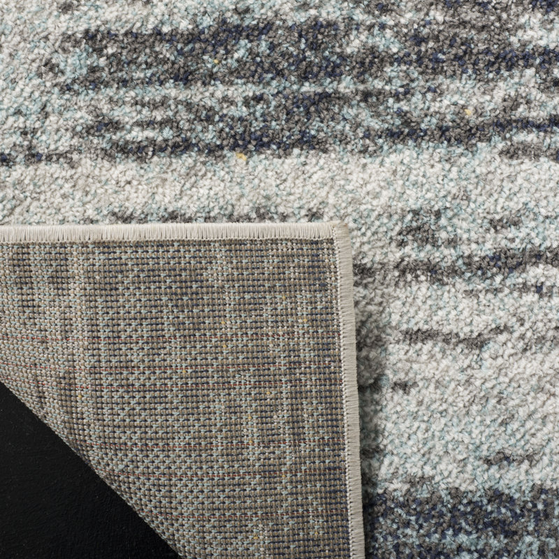 Riebe Light Gray/Black Area Rug, Runner 2'6" x 8'