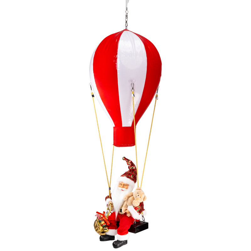 Lighted And Musical Santa Claus Hot Air Balloon Christmas Decoration - 43.5"