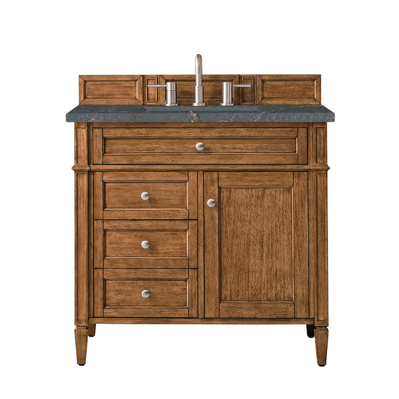 Brittany 36'' W Single Vanity, 8" Widespread, Saddle Brown, Parisien Bleu