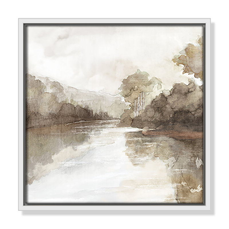 «Fall Nature Print» par Eva Watts, Toile avec cadre, L 13,5 po x H 13,5 po, White Floater