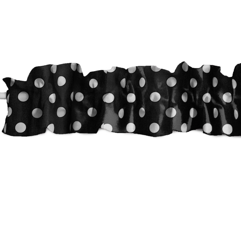 Cantonnière sur mesure en mélange de coton à pois, L 72 po x L 7 po, Noir / blanc