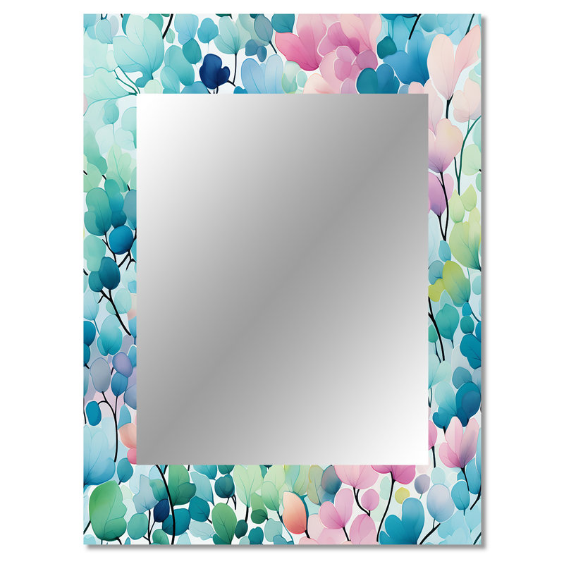 Hastin - Pink Modern Wall Mirror, 40 po x 30 po