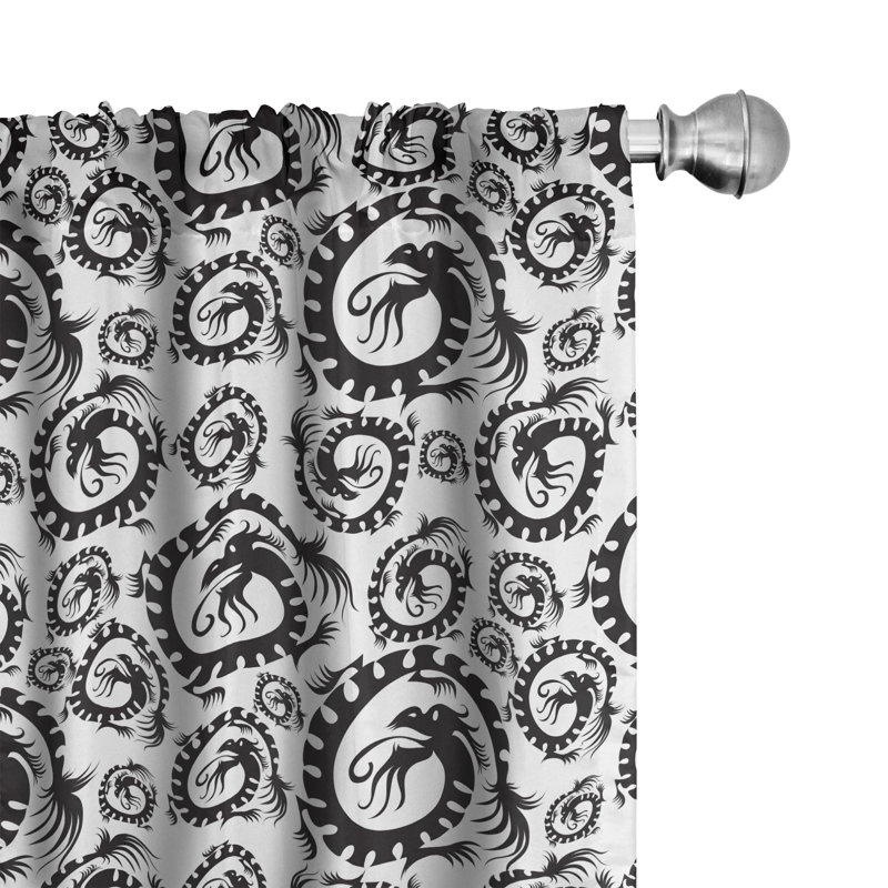 Dragon Semi-Sheer Rod Pocket Sliding Panel, 28" x 95"
